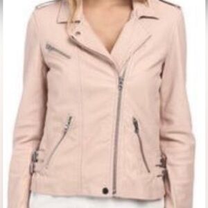 Rebecca Taylor Nude Pink Motorcyle Washed Leather Jacket Size 2